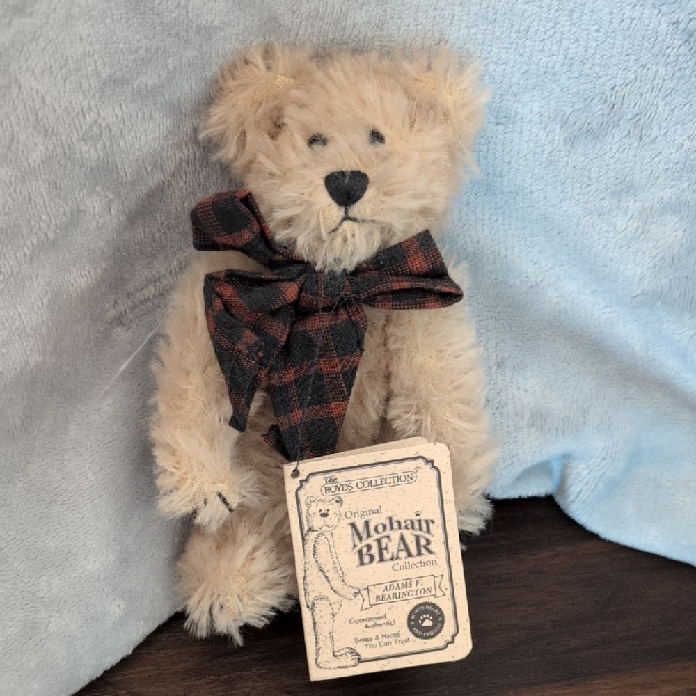 Boyds Bears "Adam F. Bearington" Mohair Bear with Plaid Bow